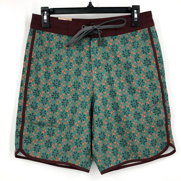 PRANA Men's Vintage Boardshort Size 28 Green Cove Geo Floral 8" Inseam Swim NWT - Picture 5 of 13